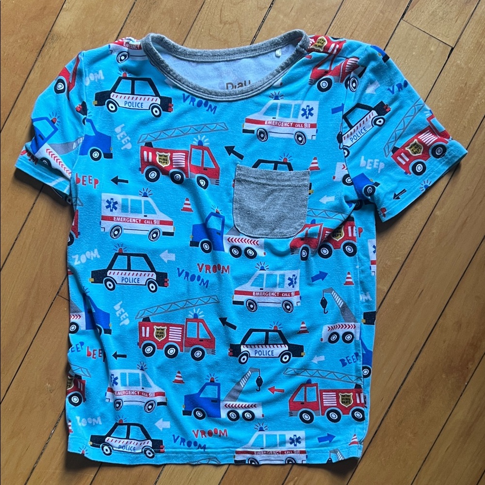 New with Tags (look at pics) Little Sleepies Kids Blue T-Shirt with Vehicles